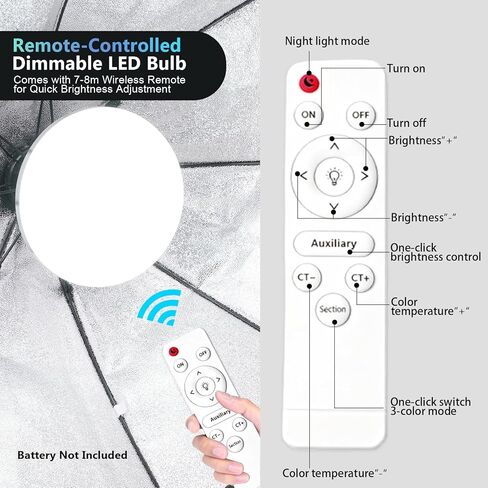 Emart Professional Photography Remote Control LED Light Bulb, Adjustable Color Temperature 3000k to 5500k Lighting Photo Studio Lamp with 3 Light Modes and 10 Brightness Levels - 2 pcs in Saudi Arabia