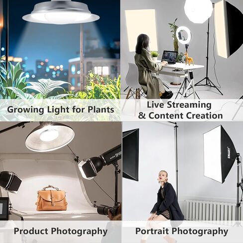 Emart Professional Photography Remote Control LED Light Bulb, Adjustable Color Temperature 3000k to 5500k Lighting Photo Studio Lamp with 3 Light Modes and 10 Brightness Levels - 2 pcs in Saudi Arabia