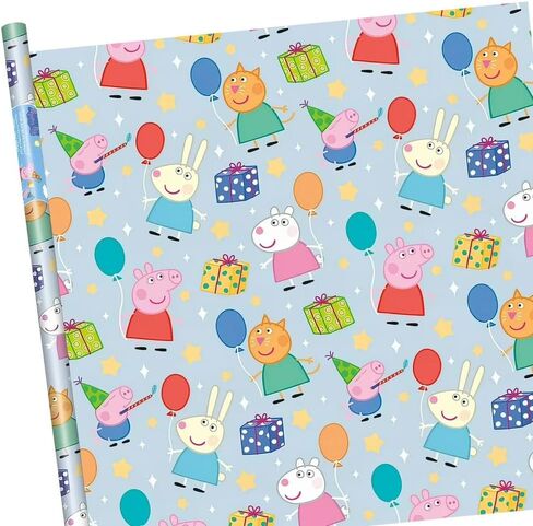 غلاف هدايا ورقي فريد من نوعه من Peppa Pig - 30 بوصة × 5 أقدام (عدد واحد) | لفة ممتازة، تصميم نابض بالحياة، مثالي للحفلات وأعياد ميلاد الأطفال in Saudi Arabia