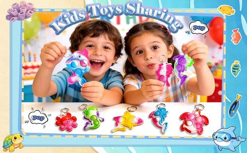 26 Packs Bluk Octopus fishs dolphins turtles sharks whales mini Pop Keychain,Birthday Party Favors Supplies Classroom summer students Prize in Saudi Arabia