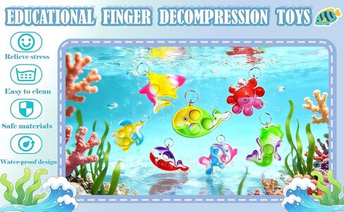 26 Packs Bluk Octopus fishs dolphins turtles sharks whales mini Pop Keychain,Birthday Party Favors Supplies Classroom summer students Prize in Saudi Arabia