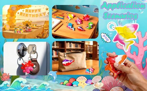 26 Packs Bluk Octopus fishs dolphins turtles sharks whales mini Pop Keychain,Birthday Party Favors Supplies Classroom summer students Prize in Saudi Arabia
