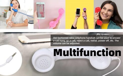 Retro Phone Handset, Radiation Proof USB Handset with 3.5 Mm Socket for Answer a Call Hang Up a Call, Reject a Call, Redial, Power Off, etc, Telephone Handset with Vintage Wire in Saudi Arabia