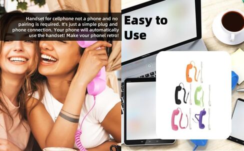 Retro Phone Handset, Radiation Proof USB Handset with 3.5 Mm Socket for Answer a Call Hang Up a Call, Reject a Call, Redial, Power Off, etc, Telephone Handset with Vintage Wire in Saudi Arabia