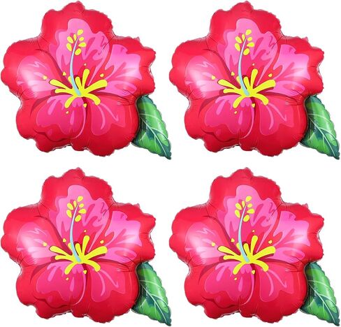 4pcs البالونات الكركديه الاستوائية البالونات ، 23.6inch زهور الزهور الساخنة الزهور من أجل السحر موضوع هاواي فلامنغو الصيف لوا ألوها ديكورات حفلة عيد ميلاد in Kuwait