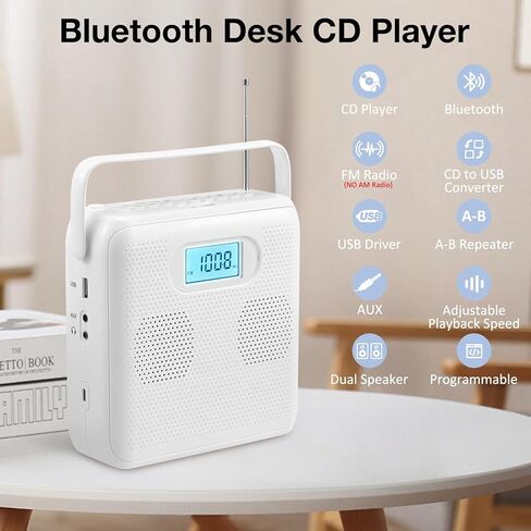 Gelielim Portable CD Player Boombox, AM/FM Radio, Bluetooth Speaker, Support CD/USB/SD/BT/AUX, Headphone Jack, Gifts for Parent in Saudi Arabia