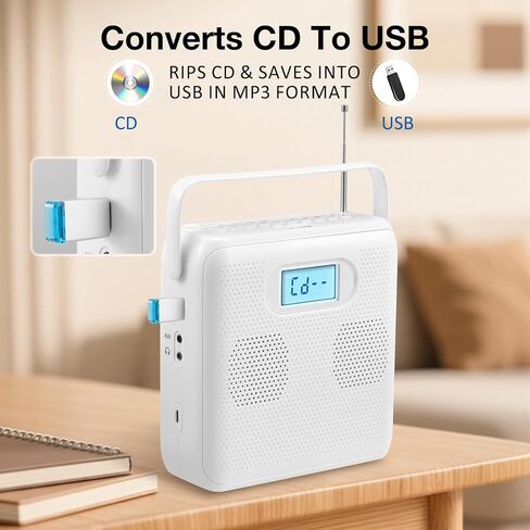 Gelielim Portable CD Player Boombox, AM/FM Radio, Bluetooth Speaker, Support CD/USB/SD/BT/AUX, Headphone Jack, Gifts for Parent in Saudi Arabia