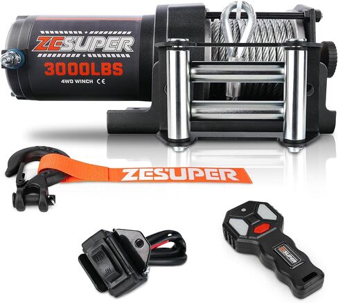 ZESUPER 4500 رطل ونش مقاوم للماء IP67 ونش كهربائي مع جهاز تحكم لاسلكي عن بعد ونش صناعي حبل Hawse Fairlead يده عن بعد ATV UTV الروافع 12 فولت ونش كهربائي محمول in Kuwait