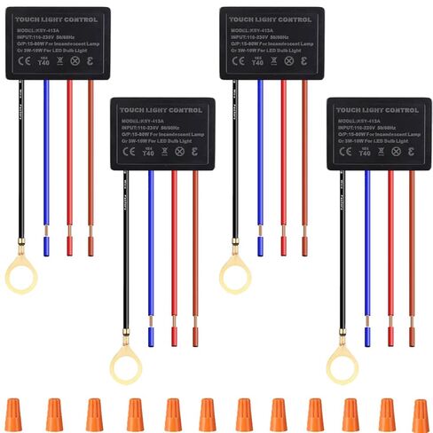 4 قطع 3-Way Touch Dimmer Switch Desk Lamp Sensor Module وحدة التحكم 3-Segment Dimming Mode Dimmer Repair Kit استبدال، مع أغطية الأسلاك in Saudi Arabia