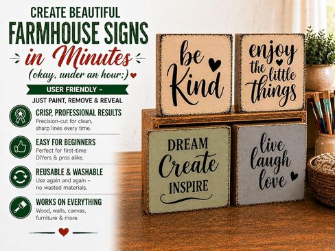 20 Piece Inspiration Word Stencil Set - Stencils for Painting on Wood, Canvas, Fabric and More – Stencils for Crafts Reusable with Paint, Drawing, Farmhouse Signs, Wood Burning - 6 Inch in Saudi Arabia