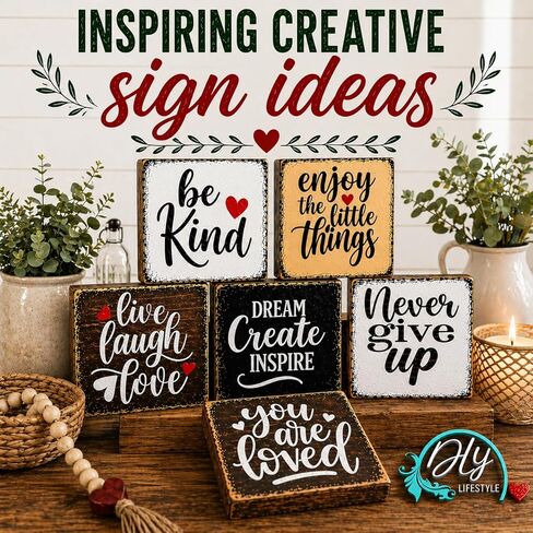 20 Piece Inspiration Word Stencil Set - Stencils for Painting on Wood, Canvas, Fabric and More – Stencils for Crafts Reusable with Paint, Drawing, Farmhouse Signs, Wood Burning - 6 Inch in Saudi Arabia