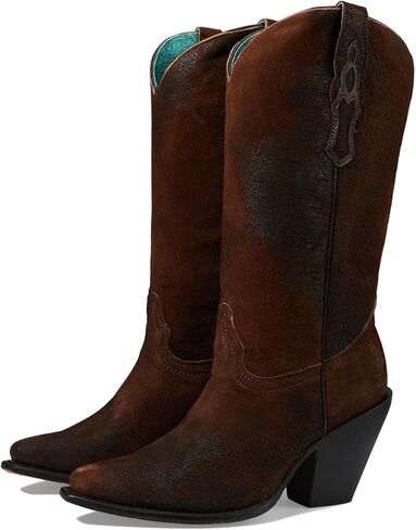 Corral Boots حريمي مطرز بمقدمة مدببة كاجوال بكعب عالٍ متوسط ​​الساق 7.62 سم ​​فما فوق - بني in Saudi Arabia