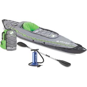 Sevylor QuickPak K1 1-Person Inflatable Kayak, Kayak Folds into Backpack with 5-Minute Setup, 21-Gauge PVC Construction; Hand Pump & Paddle Included in Kuwait