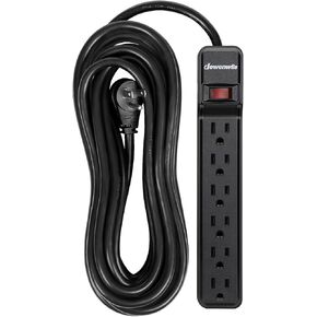 DEWENWILS 2-Pack Power Strip Surge Protector، 25 Ft Extra Long Extension Cord، Low Profile Flat Plug، 15 Amp Circuit Breaker، 500 Joules، Wall Mount، أسود، UL مدرج in Kuwait
