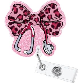 Nurse Bow Badge Holder Reels, Retractable Leopard Bows Nursing Badge Clips for RN CNA LPN Pediatric Medical Assistant ID Badges Name Tag Card in Saudi Arabia