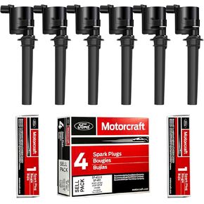 Motorcraft Set of 6 Spark Plugs SP493 AGSF32PM Platinum & MAS Ignition Coils Pack Compatible with Ford Escape Taurus Mazda Tribute Mercury Mariner Replacement for DG513 DG500 FD502 in Saudi Arabia