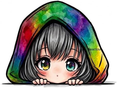 Peeking Anime Girl مع قبعة قطة سوداء ملصق سيارة، ملصقات لطيفة مقاومة للماء Kawaii للسيارة والشاحنة وسيارات الدفع الرباعي والدراجات النارية والدراجة وإكسسوارات السيارة للفتيات تشيبي تتسلل للفتيات والمراهقات (قطة سوداء) in Saudi Arabia