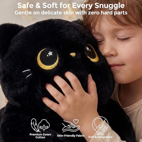 Cute Black Cat Plush Pillow, Kawaii Plushies Black Cat Stuffed Animals, Squishy Plushies, Cuddle Plush Pillow for Kids & Girls (20 Inch) in Saudi Arabia