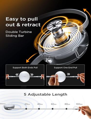 LISEN Multi Charging Cable, 5 in 1 Retractable iPhone Charger Cord, 60W [Fast Charging & Data Sync] iPhone 15 Pro Retractable Charging Cable with IP/Type C/USB A Port for iPad/IP/Samsung/PS/Tablets in Saudi Arabia