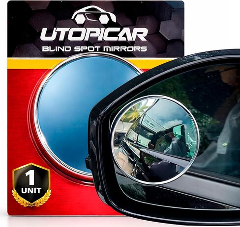 Blind Spot Mirror Fits All Car Side Mirrors | Patented Stainless Steel Mirrors with Bigger Viewing Image, Less Fogging, and Less Sun Reflection by Utopicar Car Accessories in Kuwait