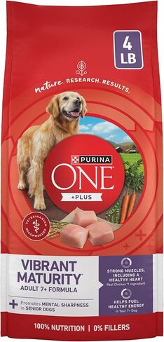 Purina ONE High Protein Dry Senior Dog Food Plus Vibrant Maturity Adult 7 Plus Formula - (Pack of 4) 4 lb. Bags in Saudi Arabia