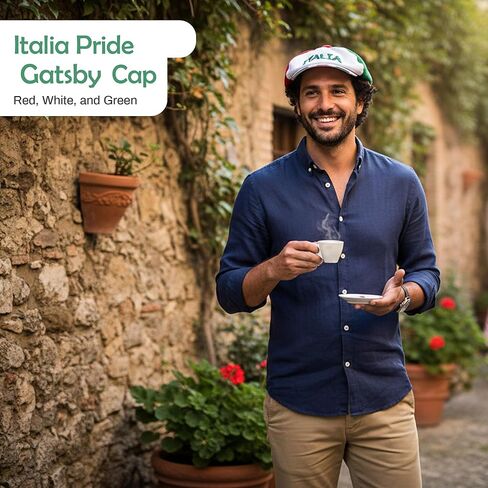 Tri-Color Italia Gatsby Cap – Colorful Italian Hat - Italy Collection of Italian Pride Products FBA in Saudi Arabia