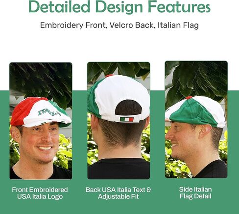 Tri-Color Italia Gatsby Cap – Colorful Italian Hat - Italy Collection of Italian Pride Products FBA in Saudi Arabia