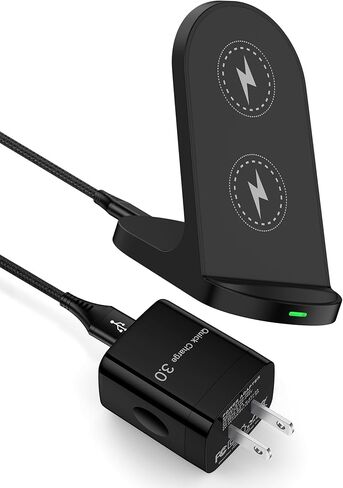حامل شاحن لاسلكي، وسادة شحن QI لاسلكية تعمل بنظام Android لهاتف Galaxy S24 Ultra 23، وGoogle Pixel 8 Pro 8a 7، وApple iPhone 15 14، ومحطة شحن الهاتف اللاسلكي بقدرة 15 واط، متضمن محول طاقة سريع in Saudi Arabia