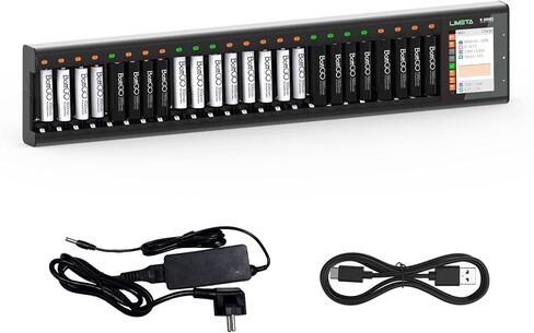 LIMETA 8 Bay AA AAA Battery Charger,USB High-Speed Charging,Independent Slot, LCD Display Over-Charge Protection for Universal Household Rechargeable Batteries LiHv Ni-MH Ni-Cd LiFePO4 Li-ion in Kuwait