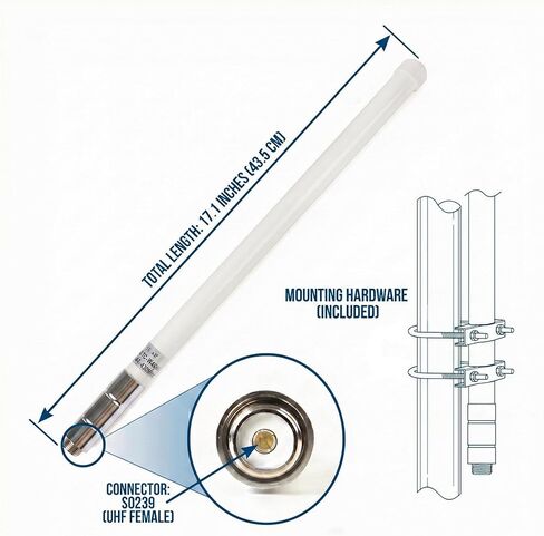 HYS TC-40U UHF 70 سنتيمتر 400-470 ميجا هرتز 2.5dBi 100 واط 15.7 بوصة هوائي خارجي من الألياف الزجاجية مع موصل SO239 (UHF-أنثى) لسيارة أجرة موبايل هام جهاز الإرسال والاستقبال اللاسلكي in Kuwait