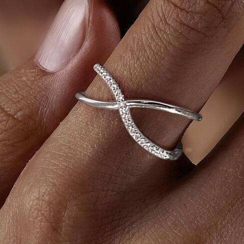 14K Gold Plated Rings,Criss Cross Ring Cubic Zirconia Simulated Diamond Ring for women Adjustable Hypoallergenic Open Rings 925 Sterling Silver Ring for Mother's Day Gifts in Saudi Arabia