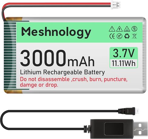 2PCS 3.7V 3000mAh Li Battery with USB Charger Cable 103665 1S LiPo Battery with Protection Board Insulated Rubber Tape and Micro JST 1.25 Plug for Arduino ESP32 Module Board Drone RC Car in Saudi Arabia