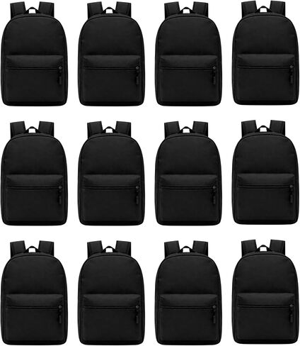 Winterlace 12 Pack Backpack, Bulk 17 inch Lightweight Outdoor Travel Gym Corporate Events Bag (Black) in Kuwait