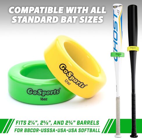 GoSports Baseball and Softball Bat Weights - 2 Pack Baseball Donuts - 16 oz & 12 oz in Saudi Arabia