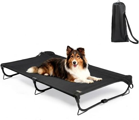 Piper Poper Pop -up Canopy Cot - سرير كبير للكلب المرتفع القابل للطي مع ظل مقاوم للماء ، شبكة تبريد ، وخدمة شديدة تصل إلى 110 رطلاً ، مثالية للتخييم والمنزل ، تان ، 35 "× 35" in Kuwait