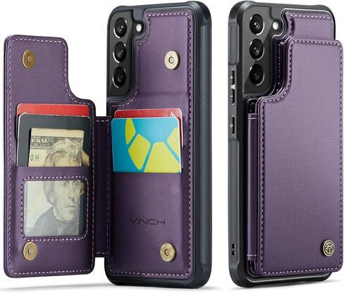 for Samsung Galaxy S22 Case with Card Holder, for Samsung S22 Wallet Case for Women Men with RFID Blocking, Durable Kickstand Shockproof Phone Case for Galaxy S22 5G, Black in Saudi Arabia