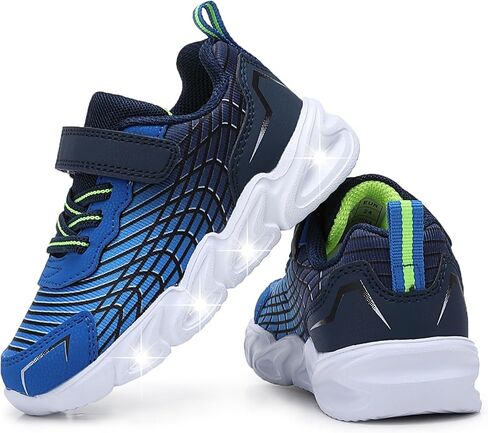 CNFOOTJKY Kids LED Light Up Sneakers Breathable Sport Casual Girls Boys Shoes Adjustable Strap Flashing for Toddler/Little Kid in Kuwait