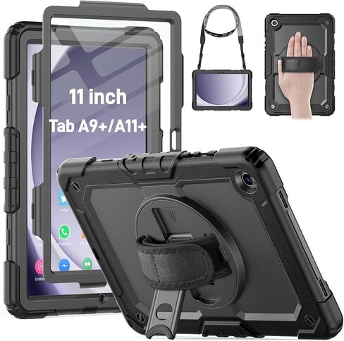 حافظة HXCASEAC لهاتف Samsung Galaxy Tab S6 Lite مقاس 10.4 بوصة 2022/2020 مع واقي شاشة/ حامل حزام يد دوار/ حامل قلم، حافظة مقاومة للصدمات لجهاز Galaxy Tab S6 lite (SM-P610/P613/P615/P619)، أسود in Kuwait