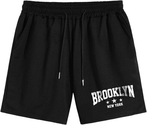 GORGLITTER Men's Graphic Cool Shorts Drawstring Waist Workout Short Streetwear with Pockets White LA Small in Kuwait