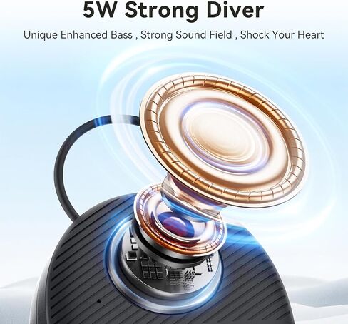 Shower Radio Speaker with Bluetooth 5.0, AGPTEK Waterproof Wireless Bathroom FM with Suction Cup 12H Long Playback Time, Lanyard, LCD Screen Display, Handsfree Calling, Storage Card Playback Black in Saudi Arabia