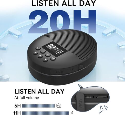 Shower Radio Speaker with Bluetooth 5.0, AGPTEK Waterproof Wireless Bathroom FM with Suction Cup 12H Long Playback Time, Lanyard, LCD Screen Display, Handsfree Calling, Storage Card Playback Black in Saudi Arabia