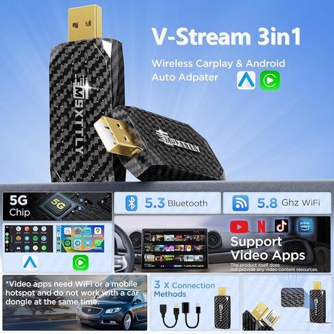 محول Android Auto اللاسلكي للسيارة الصغيرة Android auto Dongle لمصنع OEM سلكي Android Auto Cars سهل الإعداد، اتصال سريع، BlackGary in Saudi Arabia