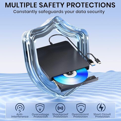 aelrsoch External CD DVD Drive USB 3.0 Portable CD DVD RW Drive Slim DVD/CD ROM Rewriter Burner Writer High Speed Data Transfer for Laptop/MacBook/Desktop/MacOS/Windows10/8/7/XP in Saudi Arabia