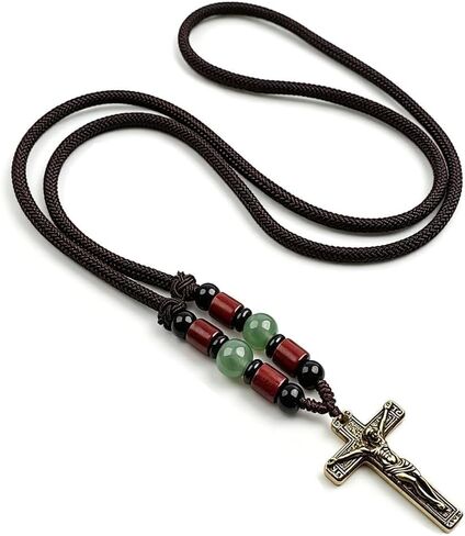 RTGGSEL Retro Brass Cross Keychain Bags Keyring Rearview Mirror Hanging Ornament Catholic Cross Decor Religious Jewelry Gifts in Kuwait