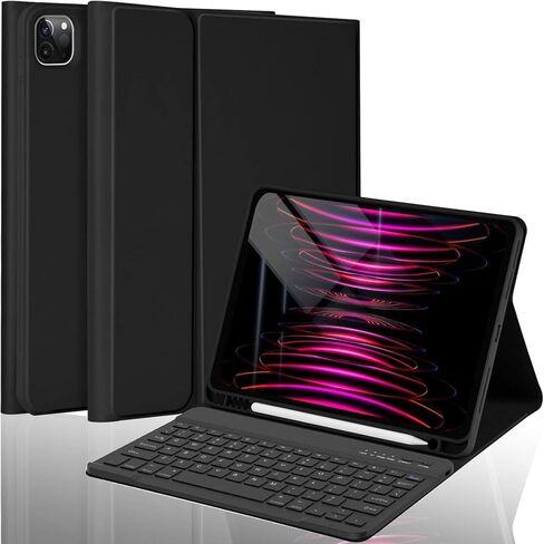 حافظة MMK iPad Pro 11 بوصة الجيل الرابع مع لوحة مفاتيح، iPad Air 5th 4th 10.9 بوصة وiPad Air 11 بوصة (M2) 2024 حافظة لوحة مفاتيح، لوحة مفاتيح بلوتوث قابلة للفصل مع حامل أقلام - أزرق in Kuwait