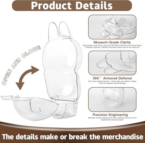 حالة حماية GIB لـ Labubu The Monsters Mostrical Macaron ، و Clear Display Stand Case Case Cover Cover (واحد يقف) in Kuwait