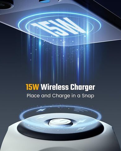 Power Strip Tower Wireless Charger, SUPERDANNY Surge Protector Tower, 10A 1080J Charger Station with 9 Outlets & 4 USB Ports, Extension Cord 10ft for Laptop Phone Black and Blue in Saudi Arabia