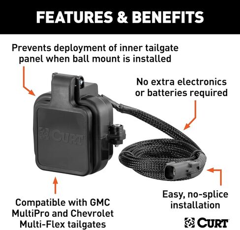 CURT 58265 Protective GMC MultiPro, Chevy Multi-Flex Tailgate Sensor for Towing Accessories, 2-Inch Receiver Hitch Cap,Black in Saudi Arabia