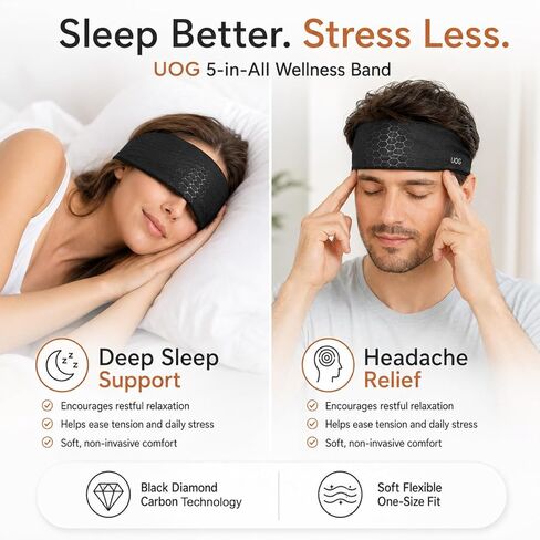 UOG (United One) Band Deep Sleep Band و Handache Relief - حل طبيعي للأرق والصداع والتوتر. تحسين البصر-الحجم الواحد ، ناعم ومرن. in Kuwait
