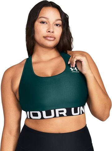 حمالة صدر رياضية ماركة Under Armour HeatGear Authentics Mid Impact سيليست/أبيض 2XL (الولايات المتحدة 18) in Saudi Arabia